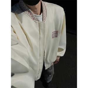 民主风提花拼接飞行夹克棒球服男 xh94-特60图片