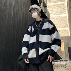 条纹毛衣日系慵懒复古男士针织衫秋冬季新款外套高级感线衣服，男装针织衫/毛衣，星座716-2