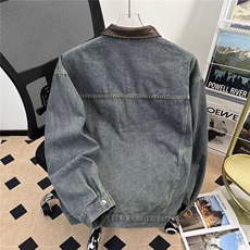 复古底特律工装牛仔外套男秋撞色翻领宽松潮牌休闲夹克HHE72P70，男装工装外套，星座1013-5