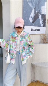 初夏满身老虎印花薄棒球服外套,其它,火红