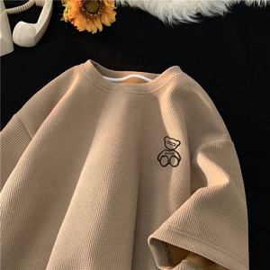 2025夏季新款小熊印花华夫格短袖宽松 M~5XL XZ604-DT406-P25控38图片