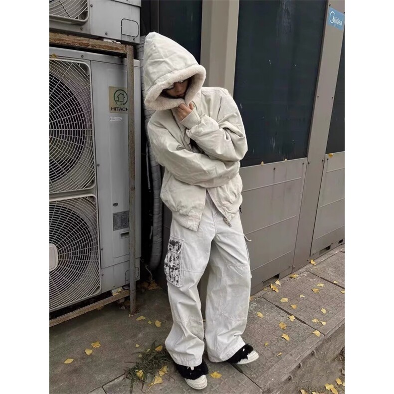 羊羔毛绒外套男女2025年新款秋冬宽松休闲加绒加厚连帽棉衣棉服,男装棉衣,四季星座505