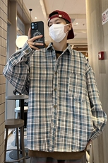 24秋冬大码长袖翻领衬衫男女休闲百搭痞帅衬衣外套加厚H223/P50，男装衬衫，钱塘713