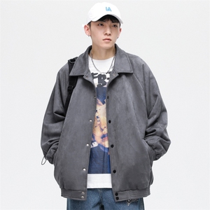 麂皮绒立领夹克男宽松落肩纯色上衣外套JK721-P70图片