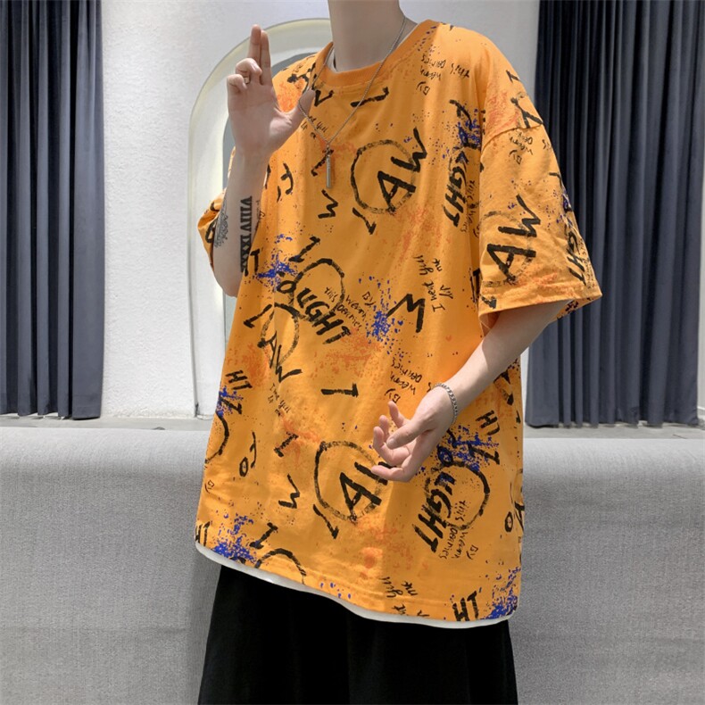 特P20控39高品质夏季新款复古纯棉印花圆领短袖T恤TC01,男装T恤,电商B370