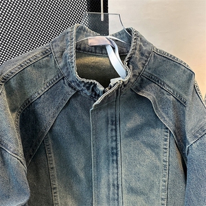 牛仔衬衫男秋季美式复古宽松外套潮牌高街工装上衣JK08625-P78图片