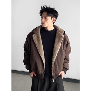 美式高街棉服男款冬季加厚连帽毛领外套痞帅夹克棉衣MF381-P98图片
