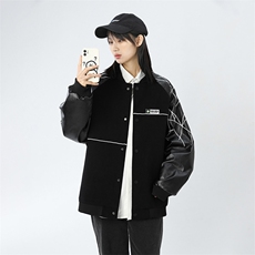 精品秋冬装飞行棒球服男女夹克毛呢拼皮刺绣轻熟JK1701-P115中性C，男装夹克，星座401