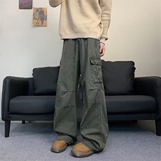 工装休闲裤男女韩版潮流褶皱口袋帅百搭2026夏季ins长裤K6159-P56，男装休闲裤，星座412-2