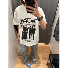 T0208-P25美式复古人像剪影纯棉短袖男女同款上衣宽松款潮，男装T恤，星座617A-2
