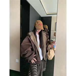 两面穿现货重磅短款座山雕棉衣男女双面穿毛毛绒棉服加厚外套图片