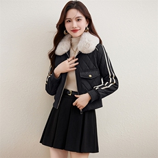 小皮衣棉服女短款2023冬季新款韩版修身显瘦机车服加绒皮夹克外套，女装棉衣/棉服，江南女神