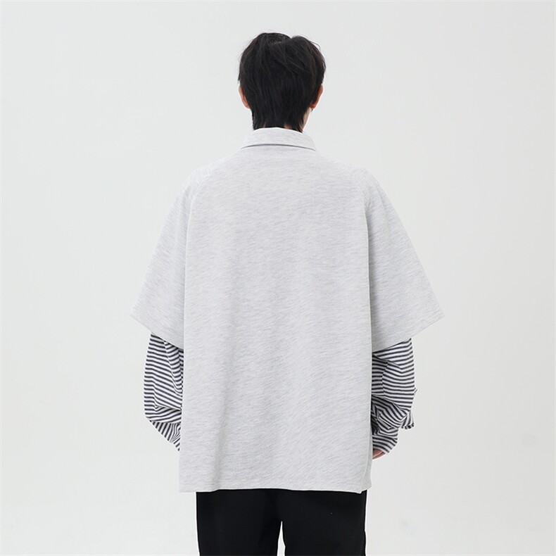 2025美式复古假两件拼接翻领春季潮牌宽松情侣休闲卫衣,男装卫衣,星座1206（原A206）