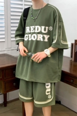XTYDF夏上新创意印花半袖套装2023潮宽松短袖T恤男女7809-P75控价108，男装T恤，电商A441-1