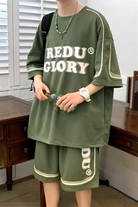 XTYDF夏上新创意印花半袖套装2023潮宽松短袖T恤男女 7809-P75控价108图片