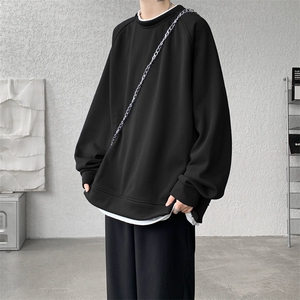 8XL-M加绒假两件卫衣加肥加大码美式复古圆领上衣WY5103P55加绒65图片