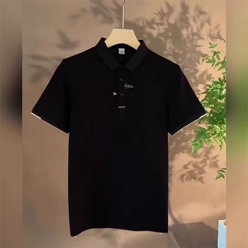 夏季时尚男士修身翻领短袖T恤高端小刺绣字母休闲百搭半袖polo衫,男装T恤,电商B212（原钱塘6029）
