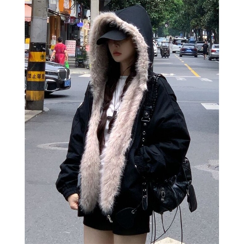 美式复古座山雕短款连帽毛领棉服女冬派克服棉衣外套M1161,男装棉衣,星座1116A（原606A-3）