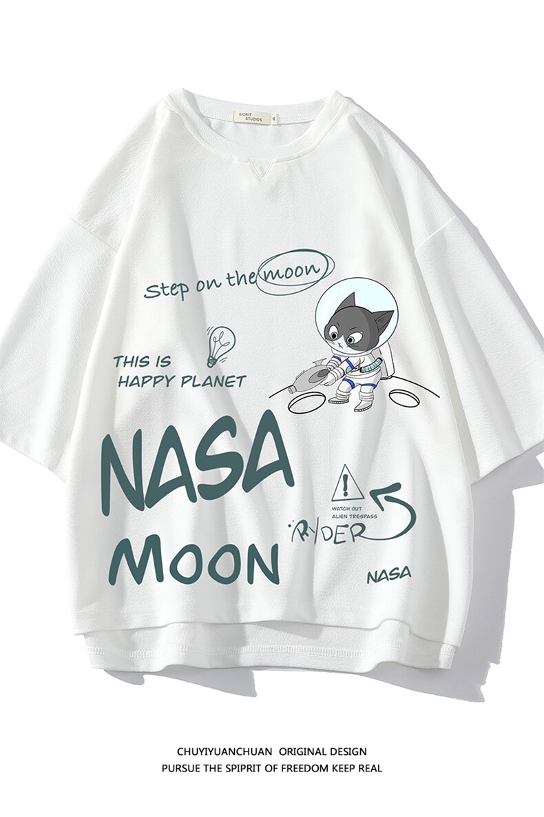 NASA联名同款春夏季七分袖t恤男大码五分袖男短袖中袖Q11187-P30,男装T恤,电商A040A