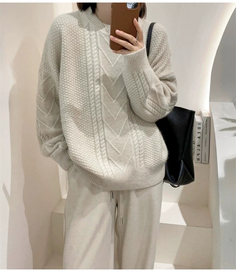 2025年秋季时尚百搭通勤简约休闲加厚圆领毛衣，女装羊毛衫，秋虹羊绒
