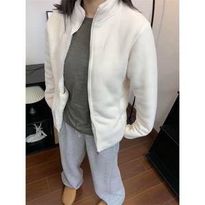 高品 秋冬情侣双层复合加绒加厚摇粒绒立领夹克外套男女A1066-P56图片