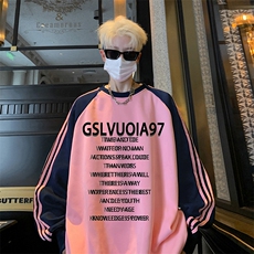 抖音得物供货提供视频秋冬重磅美式宽松织带圆领卫衣0708，男装卫衣，电商A486
