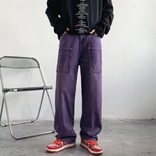 牛仔裤男秋季潮大码休闲裤子高街慵懒男日系N8117P45，男装牛仔裤，星座1116-2
