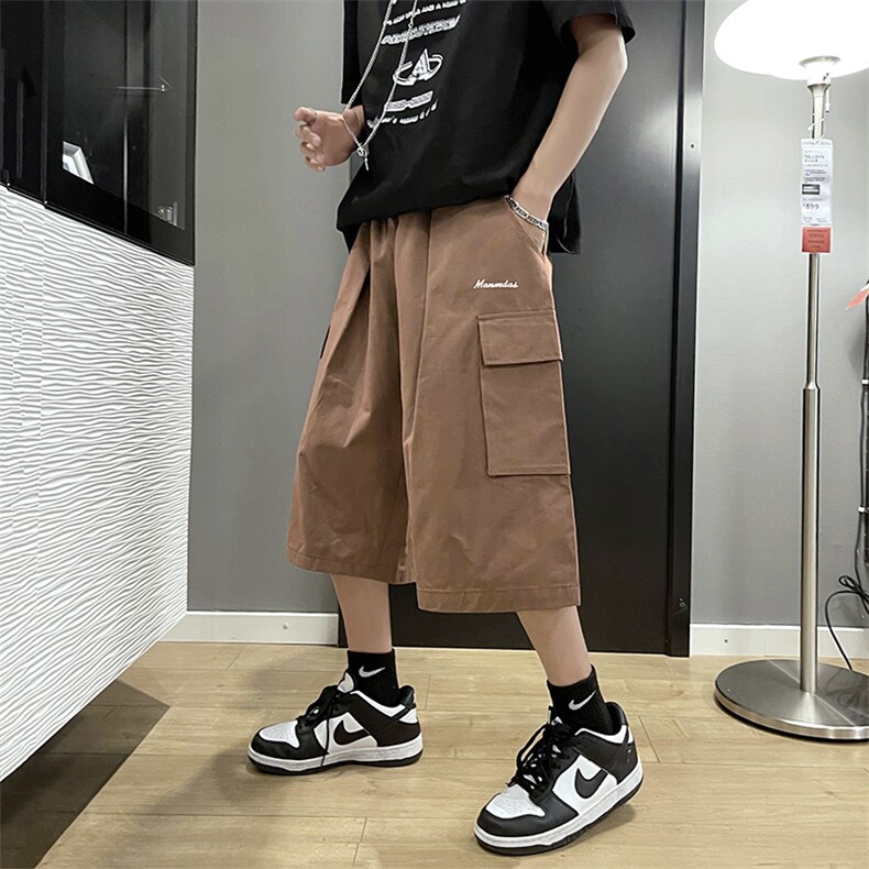 高街工装短裤男潮牌嘻哈宽松街头ins潮流休闲运动7分裤DK905-P35图片