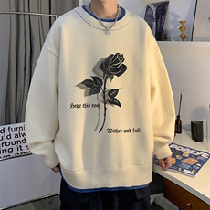 控78假两件毛衣男大码加绒针织衫男毛线衣M80279-P55加绒P70，男装针织衫/毛衣，电商A040