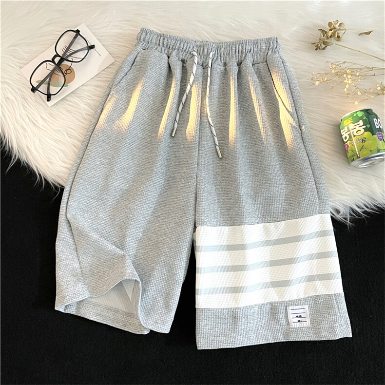 华夫格短裤男夏季速干四条杠条纹五分裤运动休闲中裤DK06553-P28,男装休闲裤,星座308B-2