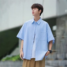 日系纯棉条纹CityBoy宽松休闲衬衫短袖外套衬衣C596，男装衬衫，星座1116A-1（原606A）