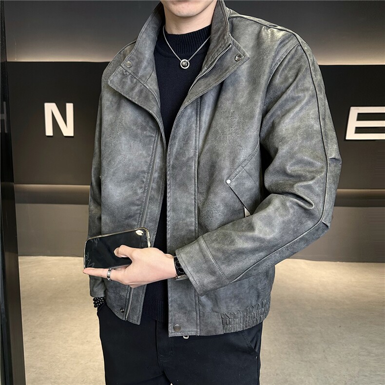 加绒加厚男士皮衣秋冬季皮夹克休闲外套品质款C317-J7722-P185,男装夹克,电商C317
