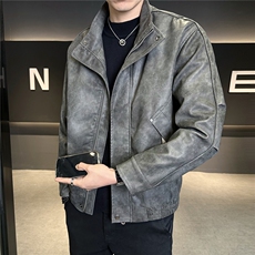加绒加厚男士皮衣秋冬季皮夹克休闲外套品质款C317-J7722-P185，男装夹克，电商C317