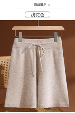 2025年秋季直筒型短裤股平面系绳短裤，女装休闲裤，玛莎羊绒