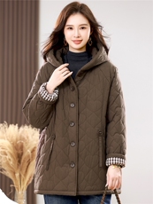 2025冬季时尚休闲夹棉加厚保暖舒适中长款棉服，女装棉衣/棉服，独衣靓