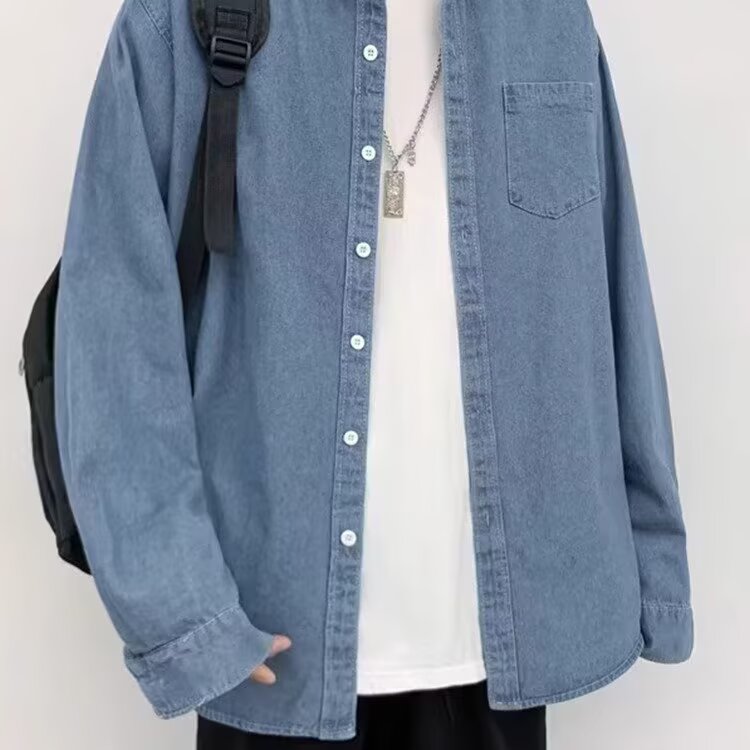 牛仔衬衫男款高级感痞帅潮牌宽松休闲工装牛仔夹克衬衣外套CY006,男装夹克,星座516A