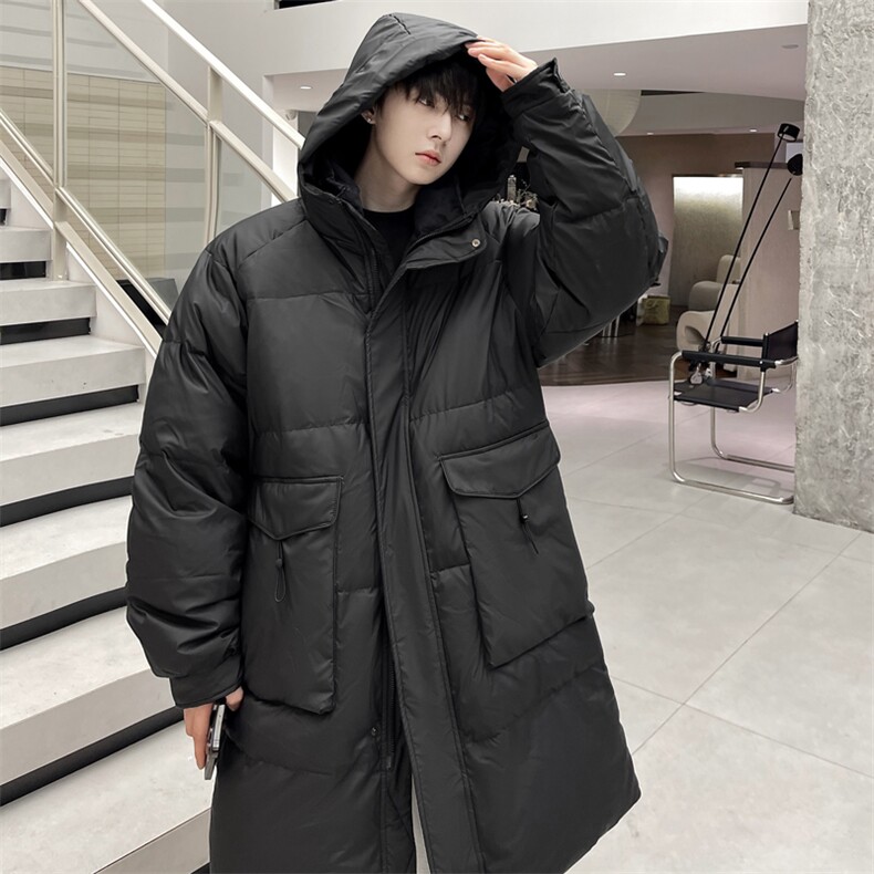 羽绒服男冬季新款宽松港风长款连帽白鸭绒外套YR928-P180(控价208,男装羽绒服,星座214-3