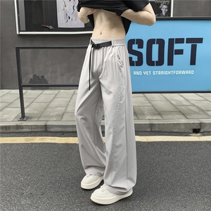 自带卡扣腰带 冰感夏季薄款直筒裤百搭垂感冰丝裤310A-4-KZ98-P30图片