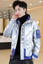 冬季亮片羽棉服男模特加厚夹克保暖外套工装棉衣灰869加绒，男装夹克，星座1207