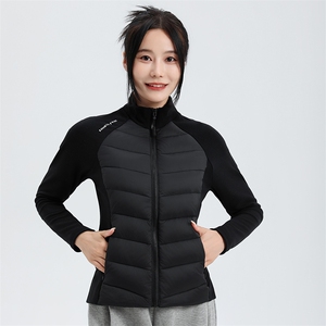 羽绒服女装轻薄修身瑜伽秋冬保暖90白鸭绒拼接薄款外套B112/P80图片