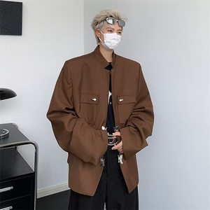 潮复古高街做旧外套男款春秋hiphop美式夹克宽松情侣图片