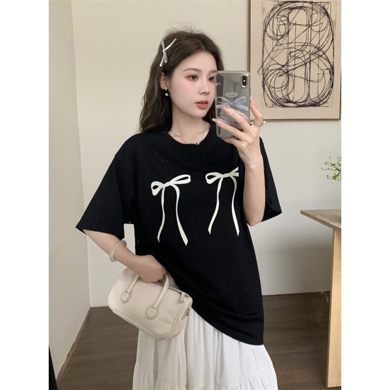 T0661-P252025新款学院风甜美蝴蝶结纯棉印花短袖宽松版上衣,男装T恤,星座617A-2