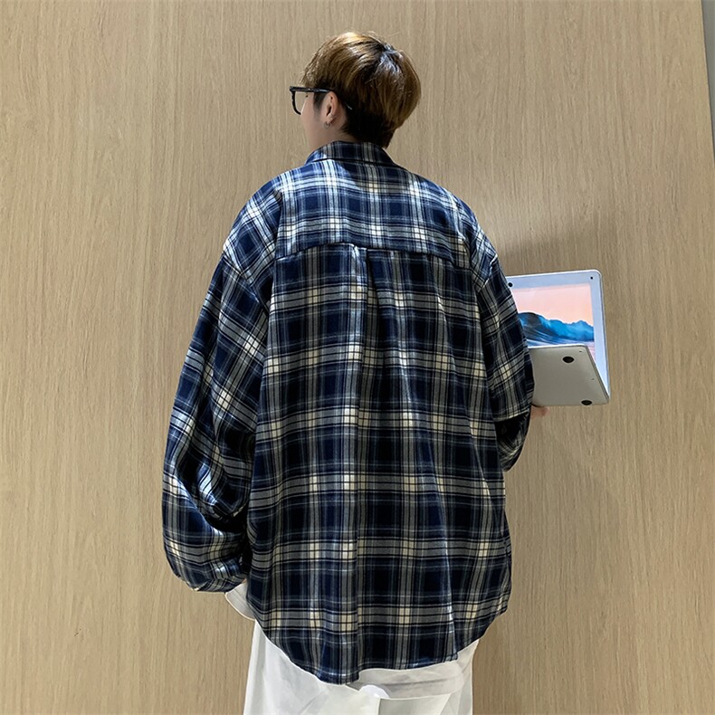 有货。格子衬衫男文艺2026春秋ins外套CY274-P33,男装衬衫,星座412-3