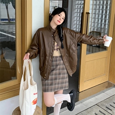 现货2024新美拉德穿搭口碑仿羊皮宝藏私服C位复古皮衣外套女秋冬，女装皮衣，江南女神