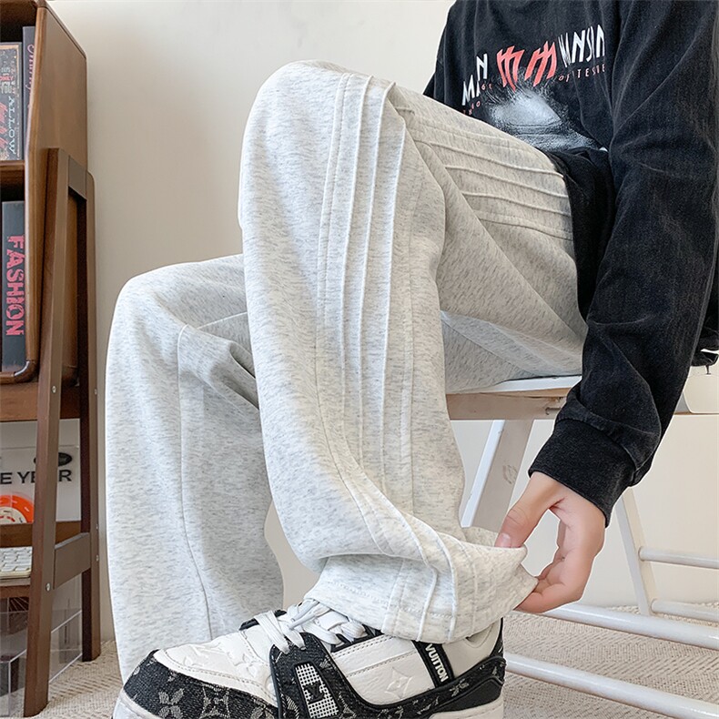 S-3XL纯色三条杠休闲裤直筒宽松加大码卫裤310A-2BK313P45控68,男装休闲裤,星座310A-2