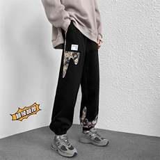 2023冬季新款内景白墙大码加绒加厚印花卫裤M-5XHK21680-P50，男装休闲裤，电商A022