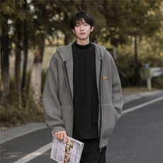 23/秋季连帽针织开衫男生秋冬宽松慵懒风毛衣外套XMYL03-P75控108，男装针织衫/毛衣，电商B370