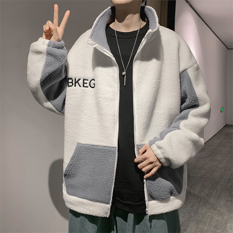 A新款羊羔绒卫衣外套男款日系港风ins潮秋冬加绒加厚W2199-P40,男装卫衣,星座512-4