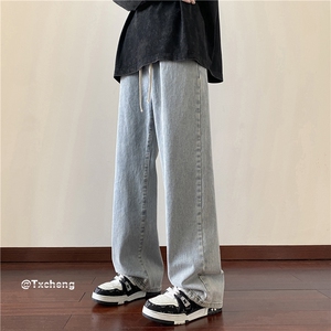 抖音品质秋季新款休闲裤宽松直筒水洗牛仔裤B315-K23456-P45控58图片