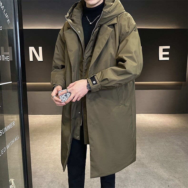 店主分 2025年新款男士假两件中长款保暖风衣羽绒服YR8089-P300图片